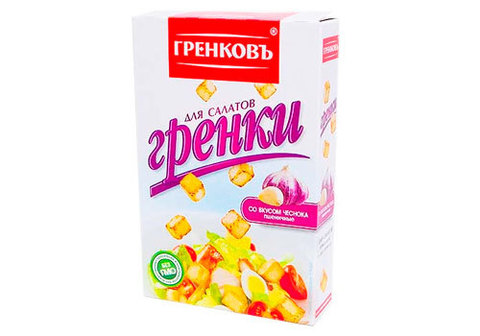 Гренки для салатов с чесноком "Гренковъ", 90г