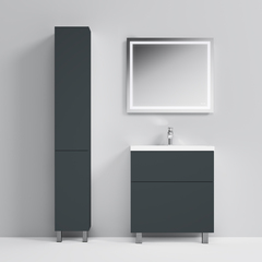 Тумба с раковиной напольная, 75 см, 2 ящика, графит матовый AM.PM Gem - M90FSX07522GM32