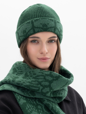 Утеплённая шапка «7 Русских Медведей» с флисовой подкладкой, зелёного цвета
