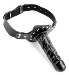 Чёрный кляп с фаллоимитатором Deluxe Ball Gag with Dildo - 