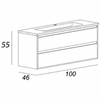 Cezares 41805 GLASS База под раковину с двумя выдвижными ящиками Antracite, 100x46x55