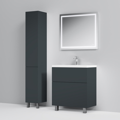 Тумба с раковиной напольная, 75 см, 2 ящика, графит матовый AM.PM Gem - M90FSX07522GM32