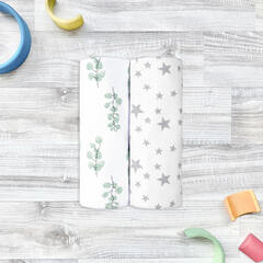 Сет из 2х пелёнок Mjölk Эвкалипт/Звёзды
