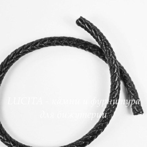 Шнур кожаный, 5 мм, цвет - черный, 25 см