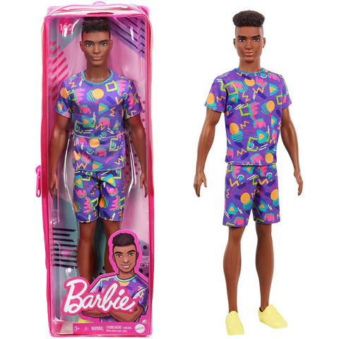 Барби Кен Fashionistas 162 в Графическом Фиолетовом Пляжном Костюме