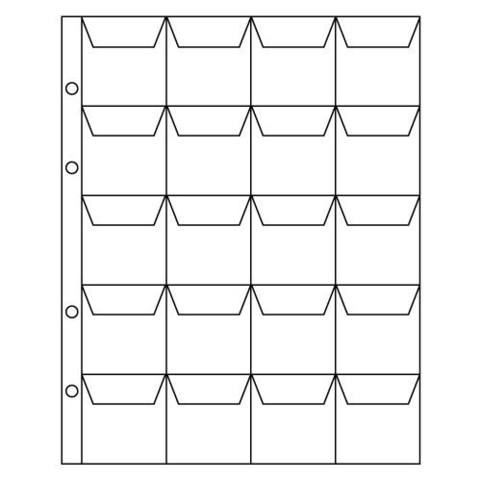 Лист для монет на 20 ячеек. 200 * 250 мм