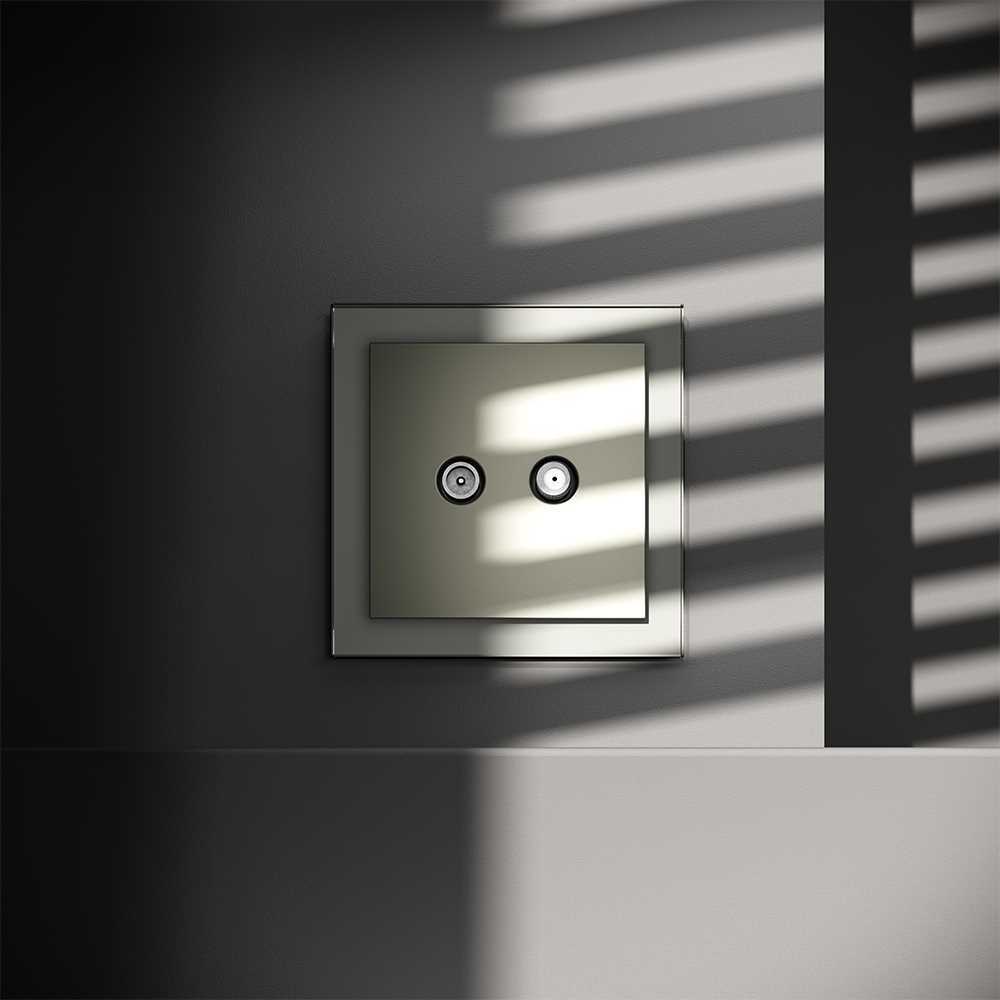 Розетка телевизионнная встраиваемая Voltum S70 оконечная TV+SAT, (сталь) VLS060405