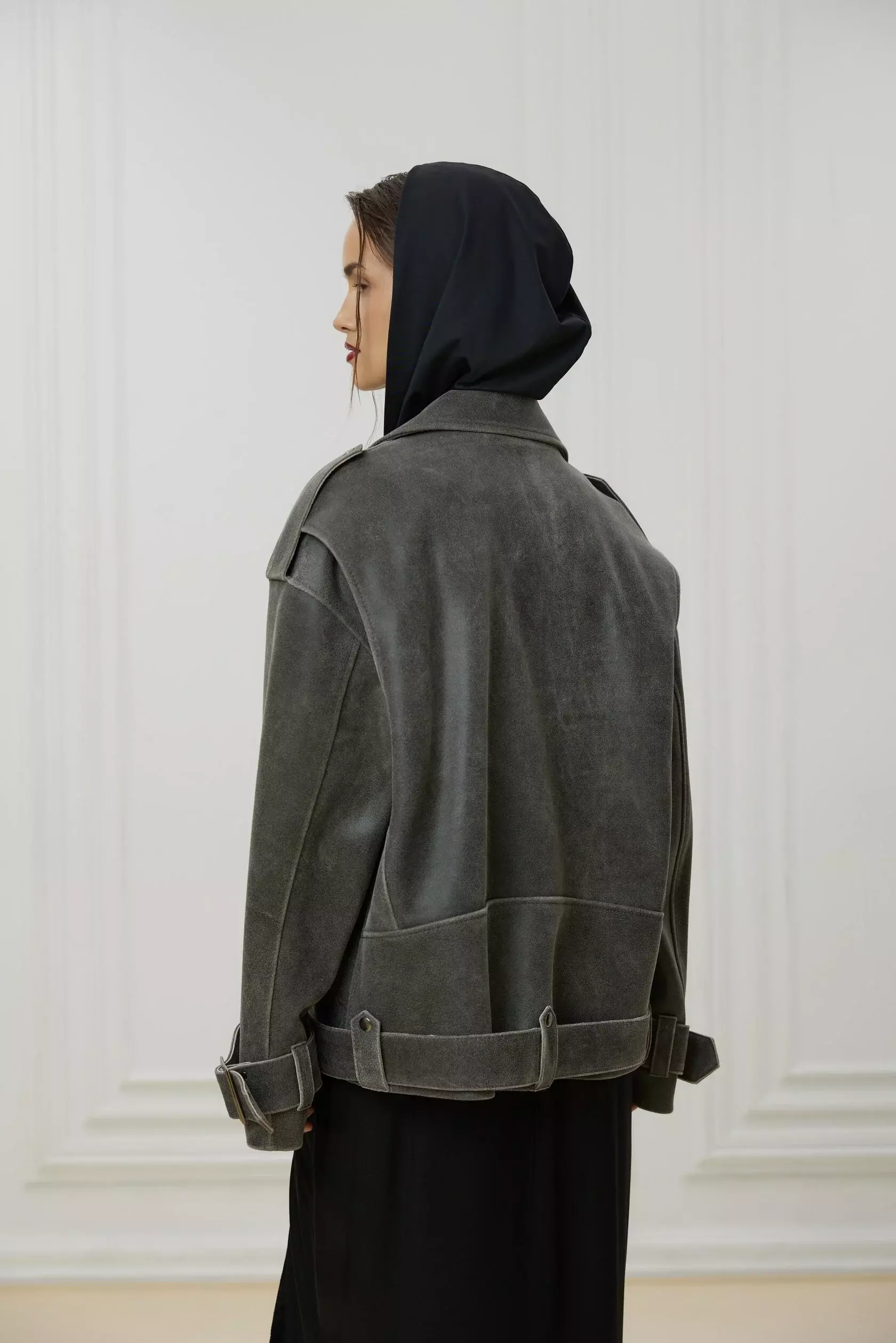 Косуха Oversize Vintage с ремешками, Серый