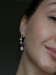 73145 - Серьги- конго с подвесками из речного жемчуга