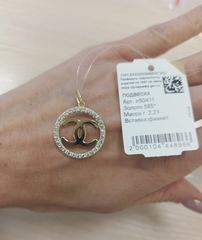 л50411- Подвеска круглая CHANEL в форме логотипа из лимонного золота 585 пробы