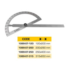 Угломер-транспортир 0-180гр 315x650мм INOX Kinex 1089-07-315 (В)