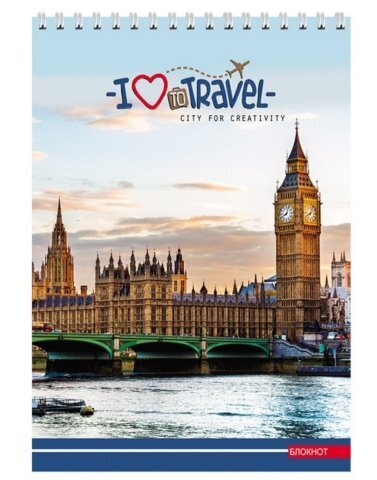 Блокнот А5,80л,кл,гр,мел.обл.жес.подл ЛЮБОВЬ К СТРАНСТВИЯМ