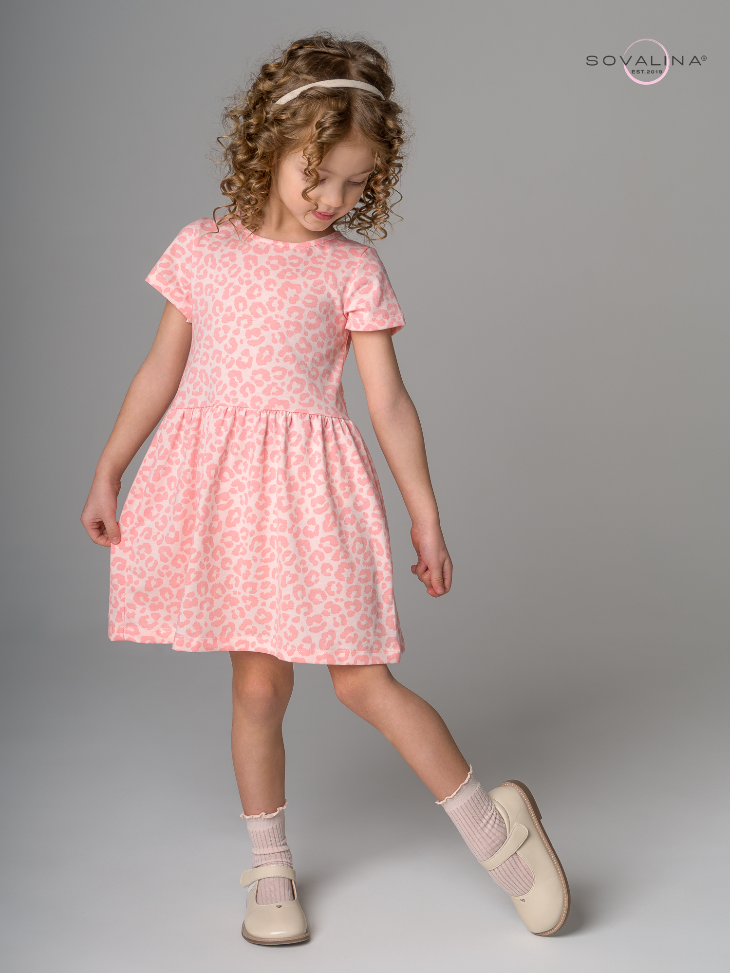 Платье Лето лео персик