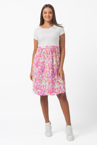 Платье для беременных и кормящих 16446 розовый принт цветы