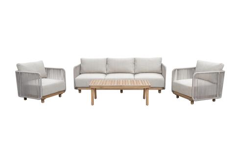 Набор мебели Garden Story Берта 2 уп.(стол+2 кресла, диван, серый, подушки бежевые)