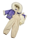 Зимний комплект с полукомбинезоном - Сиреневый. Одежда для кукол, пупсов и мягких игрушек.