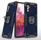 Противоударный чехол Strong Armour Case с кольцом для Samsung Galaxy M52 5G (Синий)