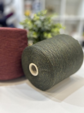 Кашемир 60%, альпака 40% LORO PIANA Tess Mel 1300 зеленый мох меланж