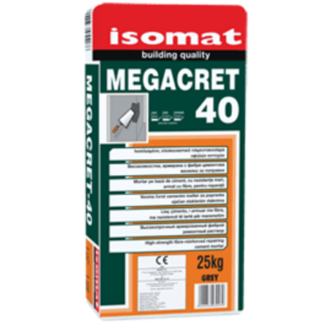 Isomat Megacret 40/Изомат Мегакрет 40 высокопрочный, армированный фиброй ремонтный раствор