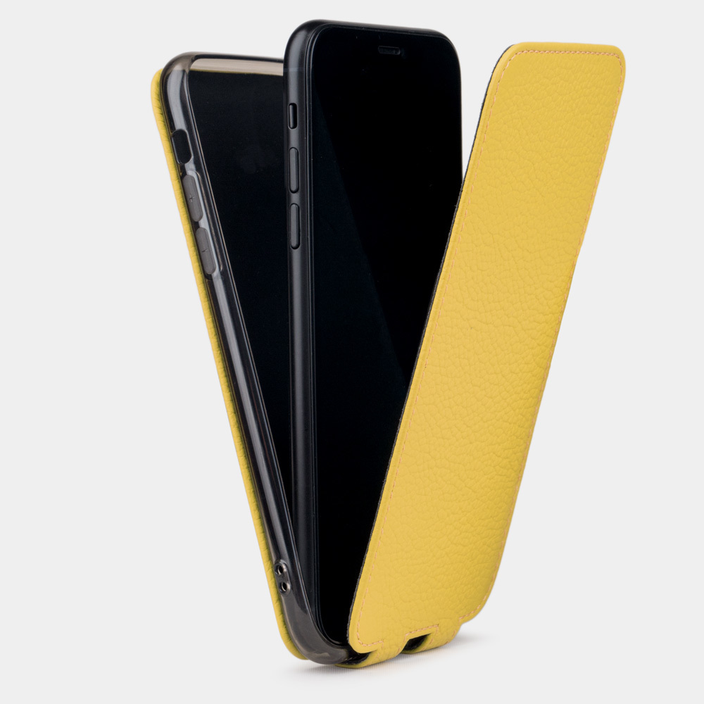 Чехол для iPhone XS Max из натуральной кожи теленка, желтого цвета