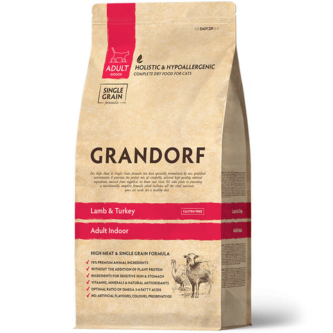 Сухой корм Grandorf Сat Lamb&Turkey INDOOR с ягненком и индейкой для кошек 2 кг (Грандорф)
