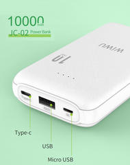 Аккумулятор WiWU JC-02 (10000 mAh, USB/Type-C) белый
