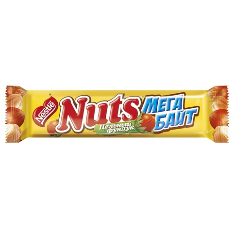 Батончик шоколадный NUTS Megabyte 66 гр Nestle РОССИЯ