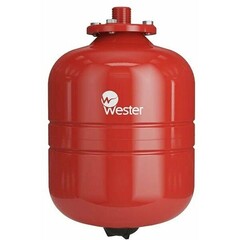 Бак расширительный для отопления WESTER WRV объём 8л, DN 20, PN 25, вертикальный, резьбовое-НР, G-3/4'', без опор, красный, Турция
