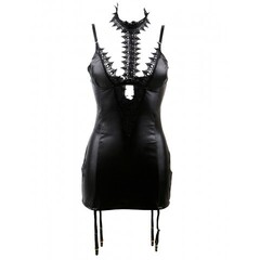 Кожаная сорочка-грация Ohyeah с пажиками и чокером, M-L