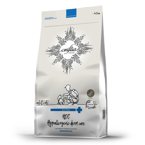 Ветеринарная диета CRAFTIA GALENA CAT HYPOALLERGENIC DERM CARE Гипоаллердженик Дерм для кошек при пищевой аллергии и заболеваниях кожи 4,5 кг