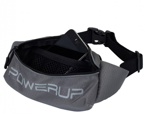 Сумка на пояс на молнии Powerup Bag 2019 GRAY c Лого большая