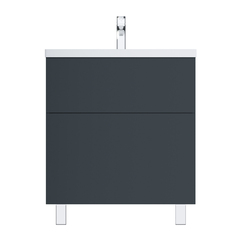Тумба с раковиной напольная, 75 см, 2 ящика, графит матовый AM.PM Gem - M90FSX07522GM32