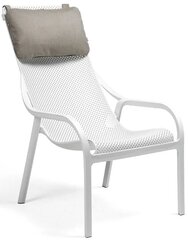 Лаунж-кресло пластиковое с подушкой, Nardi Net Lounge, белый, серый