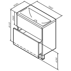 Тумба с раковиной напольная, 75 см, 2 ящика, графит матовый AM.PM Gem - M90FSX07522GM32
