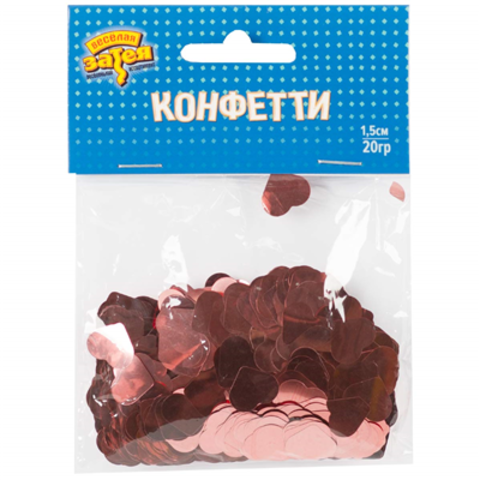 Конфетти фольга, Сердце, Розовое золото, 1,5 см, 20 г