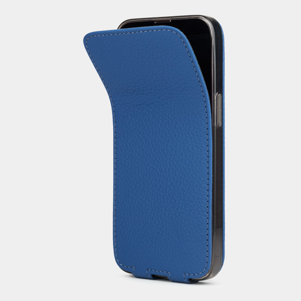 Чехол кожаный для iPhone 13 Pro цвета синий