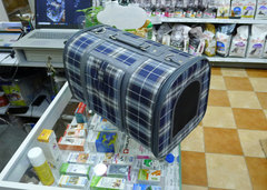 Сумка каркасная синяя в клетку (большая)