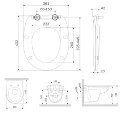 Подвесной унитаз без ободка с сиденьем микролифт AM.PM Sense - C741700SC