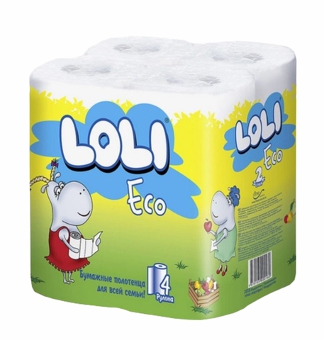 Полотенца бумажные LOLI ECO 4 шт КАЗАХСТАН