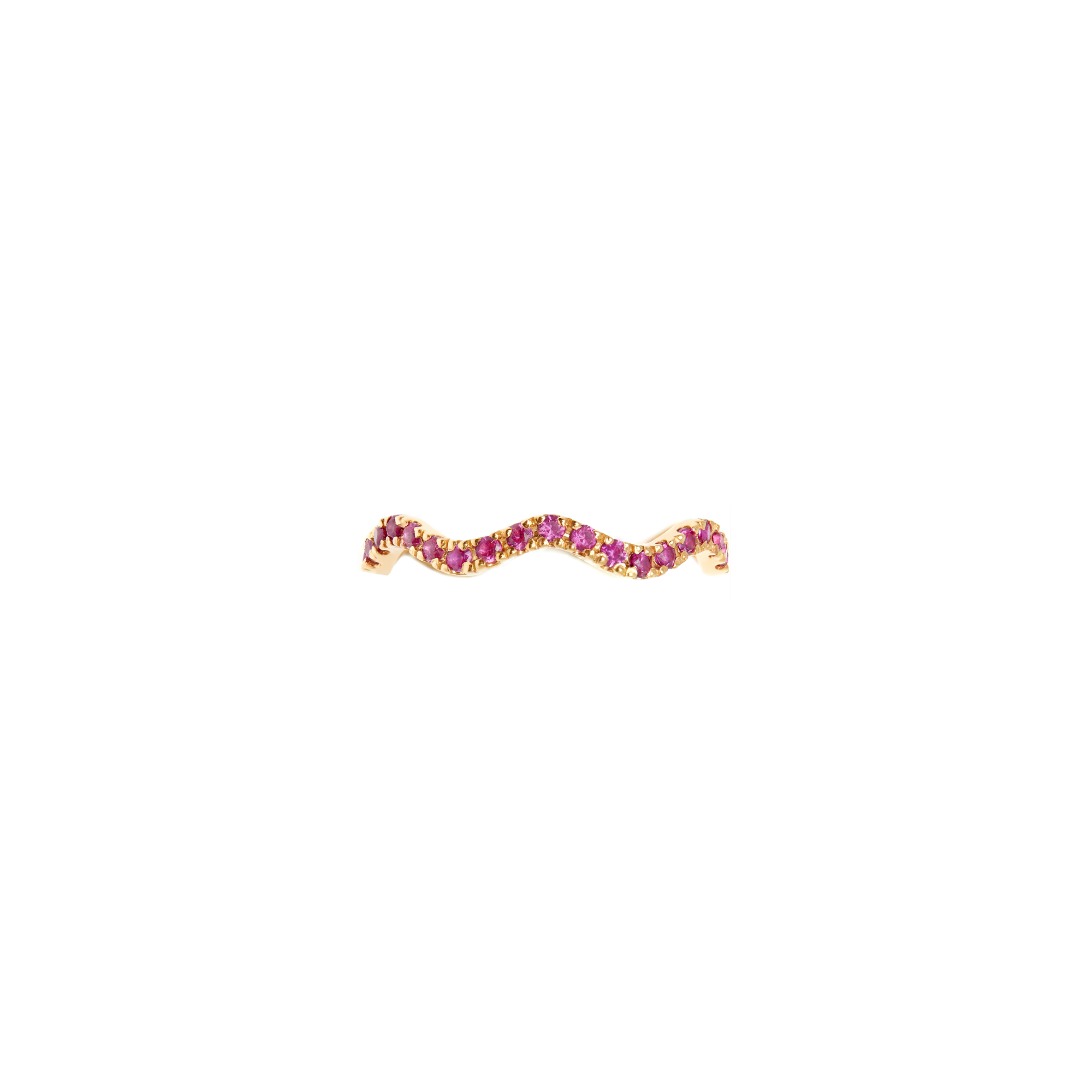VIVA LA VIKA Кольцо Wave Pave Ring – Gold Fuchsia