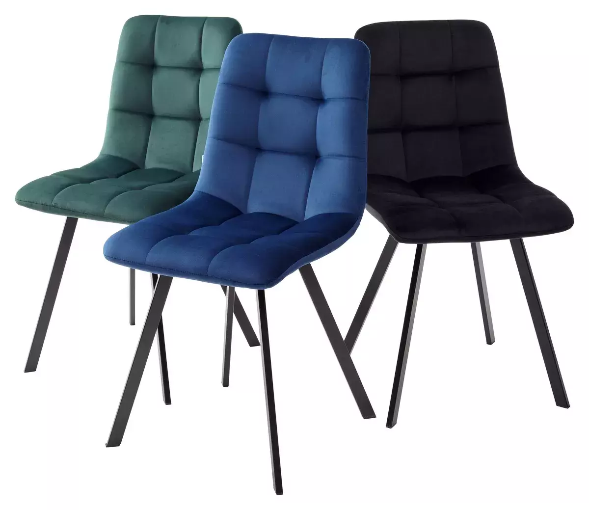 Стул CHILLI SQUARE BLUVEL-78 GREEN, велюр / черный каркас, М-City