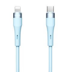 Кабель с разъемом Type C - Lightning для iPhone с быстрой зарядкой PD 27W от Nillkin покрытый жидким силиконом синего цвета, серия Flowspeed Liquid Silicone Cable, длина 1,2м