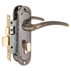 Замок СТАНДАРТ врезной  с ручками 132/50-В AB бронза с вертушкой