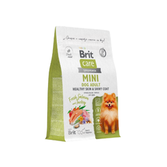 Корм для собак сухой BRIT CARE Mini с индейкой для взрослых cобак мини пород Adult. Healthy Skin&Shiny Coat 1,5кг