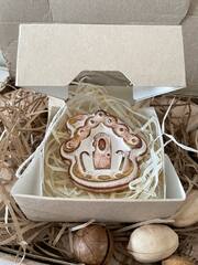 Домик белый с золотом. Подвеска FG-164