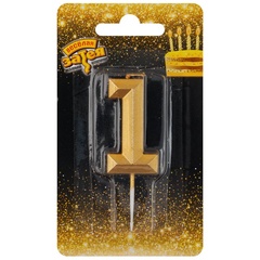 Свеча-цифра Диамант Золото 