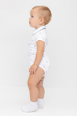 полукомбинезон для новорожденных  КР 6548/белый,морские якоря к568