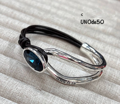 Браслет UNOde 50 с черной кожей