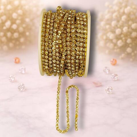 стразовая лента 3,5мм белый золото (1м)