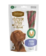 Деревенские лакомства чистим зубы для собак Роллы с уткой 100 г